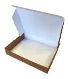 An image of an ecommerce box from Macfarlane Packaging. Our ecommerce boxes  have peel and stick closures, preventing the need of packing tape.
