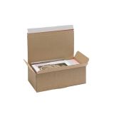 An image of an ecommerce box from Macfarlane Packaging. Our ecommerce boxes have peel and stick closures, preventing the need of packing tape.